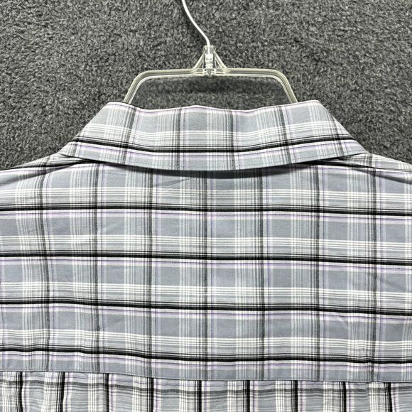 Kenneth Cole Reaction Shirt 17.5 34 35 Gray Plaid Button Up Slim Fit Long Sleeve - Picture 13 of 16